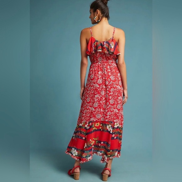 Anthropologie Red Floral Maxi Dress - Picture 2 of 10